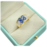 Natural Blue Sapphire & Diamond Ladies Ring, 585 Yellow Gold