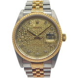 Rolex Datejust 16233 Half Gold 36mm Diamond Automatic Watch (Box & Cert)