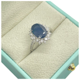 PT900 Natural Blue Sapphire & Diamond Ring