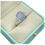 PT900 Natural Blue Star Sapphire & Diamond Ring w/Cert