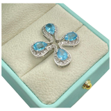 18K White Gold Natural Topaz & Diamond Pendant