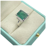 PT900 Natural Green Tourmaline & Diamond Ring