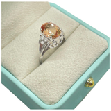 PT900 Natural Imperial Topaz & Diamond Ring