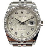 Rolex Datejust 116234 Diamond Index|Bezel 36mm Automatic Silver Comp Dial Watch