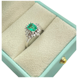 PT900 Natural Emerald (Colombia) & Diamond Ring