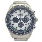 Citizen Eco-Drive 43mm Chronograph White Dial Steel Watch