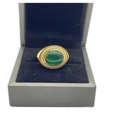 Natural Emerald & Diamond Men’s Ring set in 750 Yellow Gold