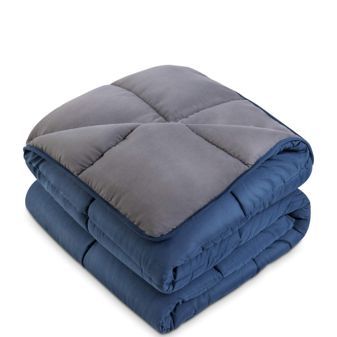 LINENSPA Reversible Down Alternative Comforter and Duvet Insert , Navy/Graphite , Oversized Queen