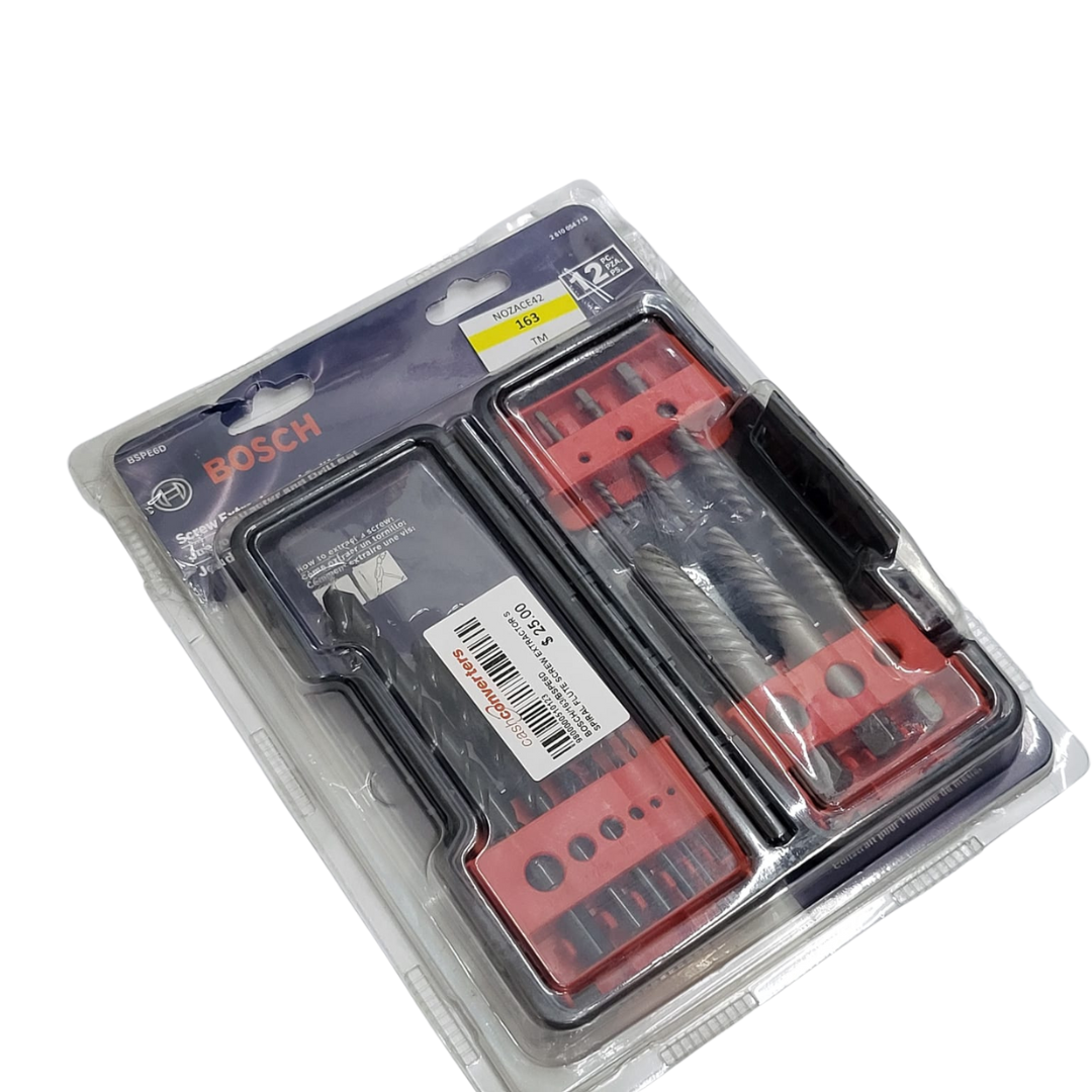 BOSCH BSPE6D 12Piece Steel Spiral Flute Screw Extractor Set