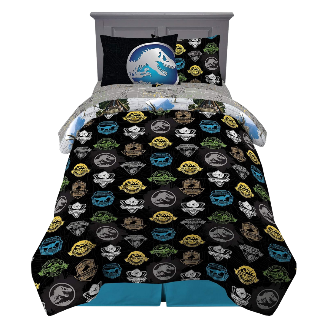 Franco Kids Bedding Super Soft Comforter and Sheet Set with Sham, 5 Piece Twin Size, Jurassic World