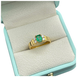 750 Yellow Gold Emerald & Diamond Ring