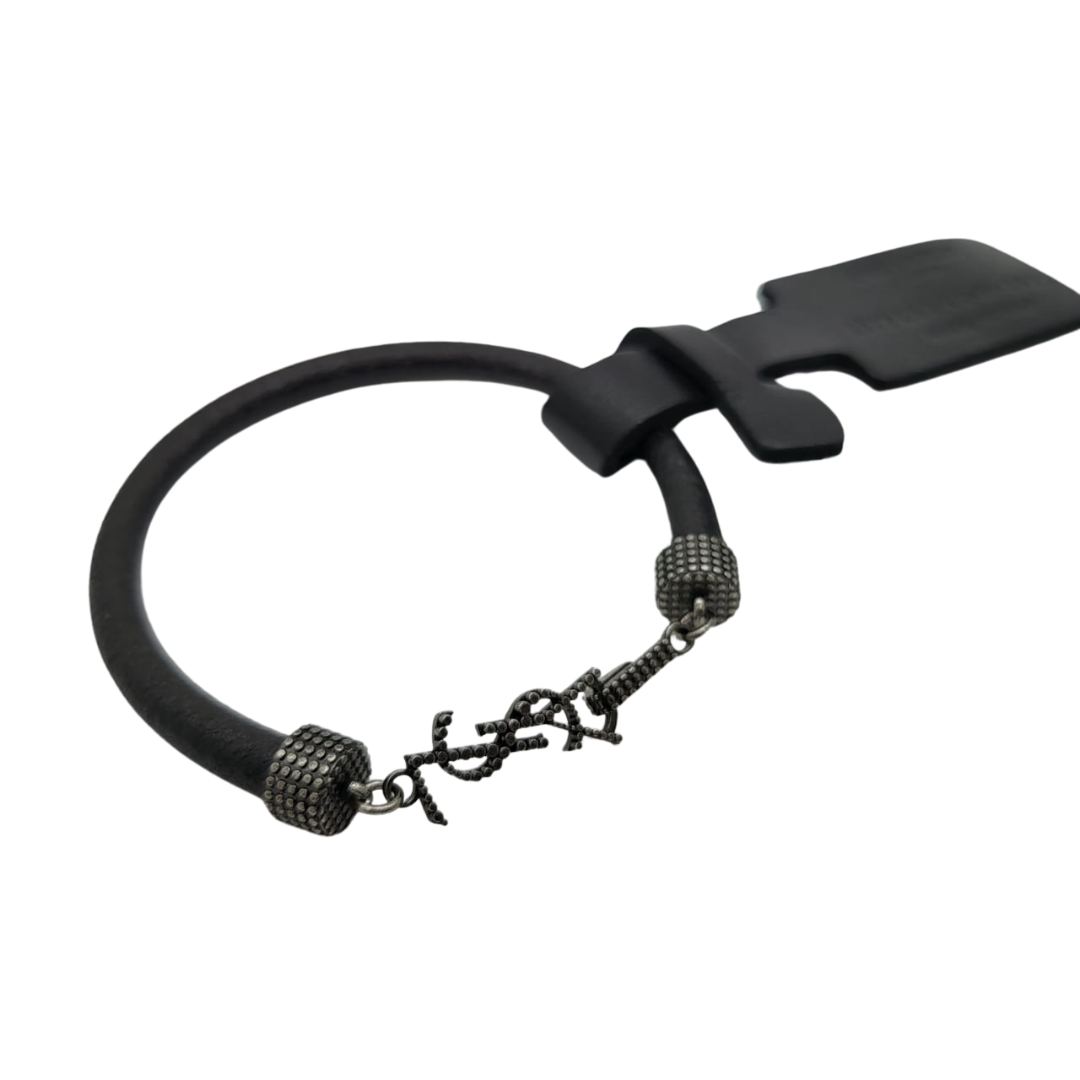 Saint Laurent 708790 Leather Bracelet W/Charm 18cm