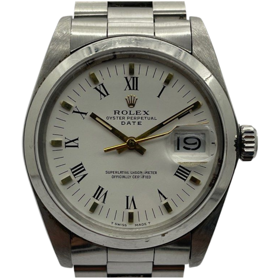 Rolex Oyster Perpetual Date 1500 34mm Automatic White Dial Watch