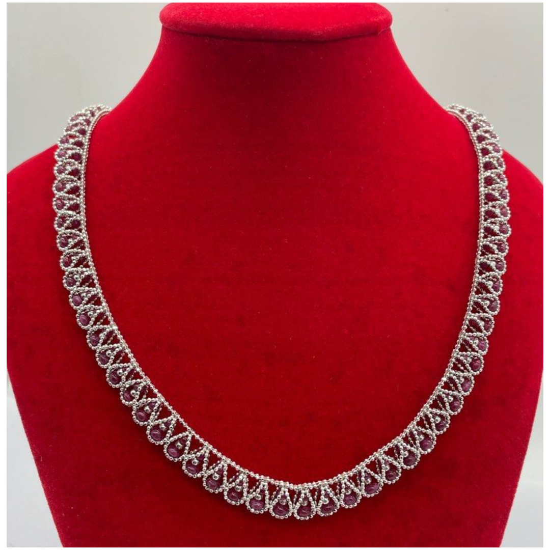 18K White Gold Natural Ruby Necklace