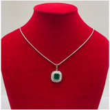 PT900 Natural Emerald & Diamond Necklace