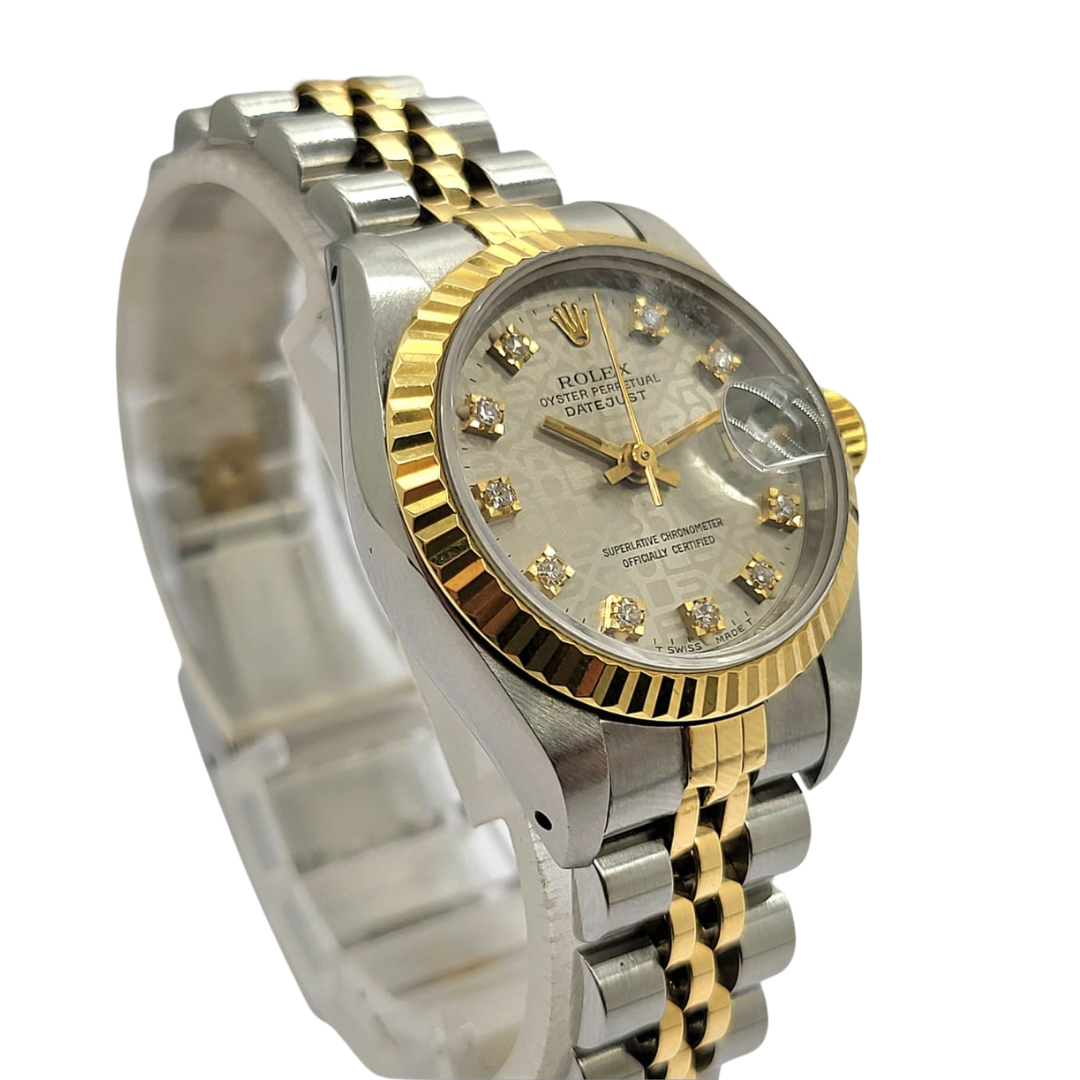 Rolex Datejust 69173 Half Gold Diamond  Dial Automatic Watch 26mm