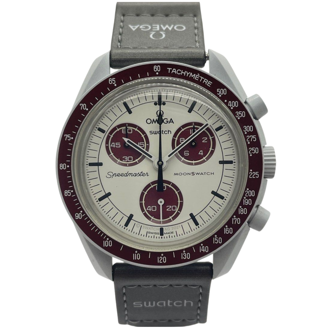 Omega X Swatch 42mm Quartz Chronograph Watch “Mission To Pluto”