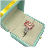 PT900 Pink Tourmaline & Diamond Ladies Ring