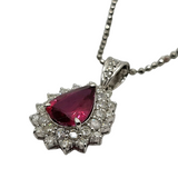 Pt900 2.26Ct Rubellite Tourmaline Diamond Necklace W/Cert
