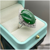 PT900 Natural Jadeite & Diamond Ring