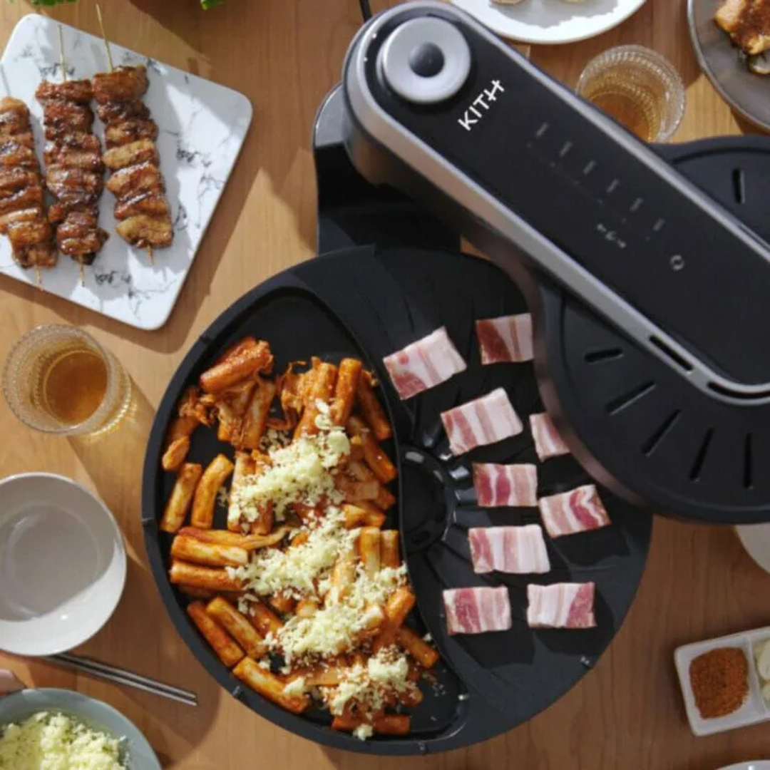Kith SBG-KC-B1 Smokeless Bbq Grill (Knob Control) Patented 360° Auto-rotate Grill Pan