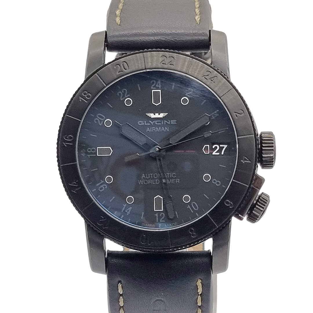 GLYCINE Airman 46 Automatic World Timer GMT Ref. GL0169 BLACK PVD 46mm Main image