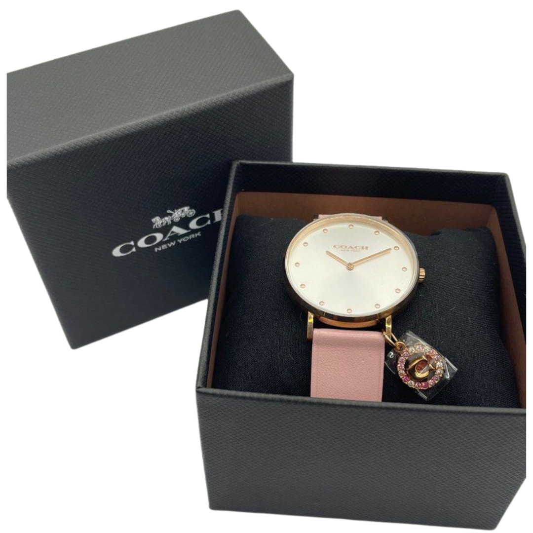 Coach Perry Pink Leather Silver Dial 36mm Quartz Watch