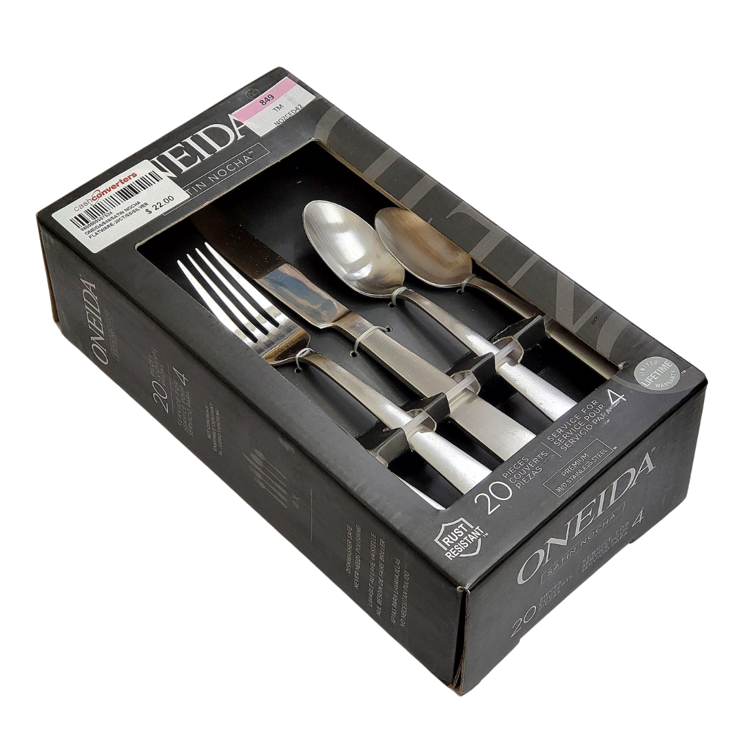 Oneida Satin Nocha 20 Piece Everyday Flatware, Service for 4, 18/0 Stainless Steel