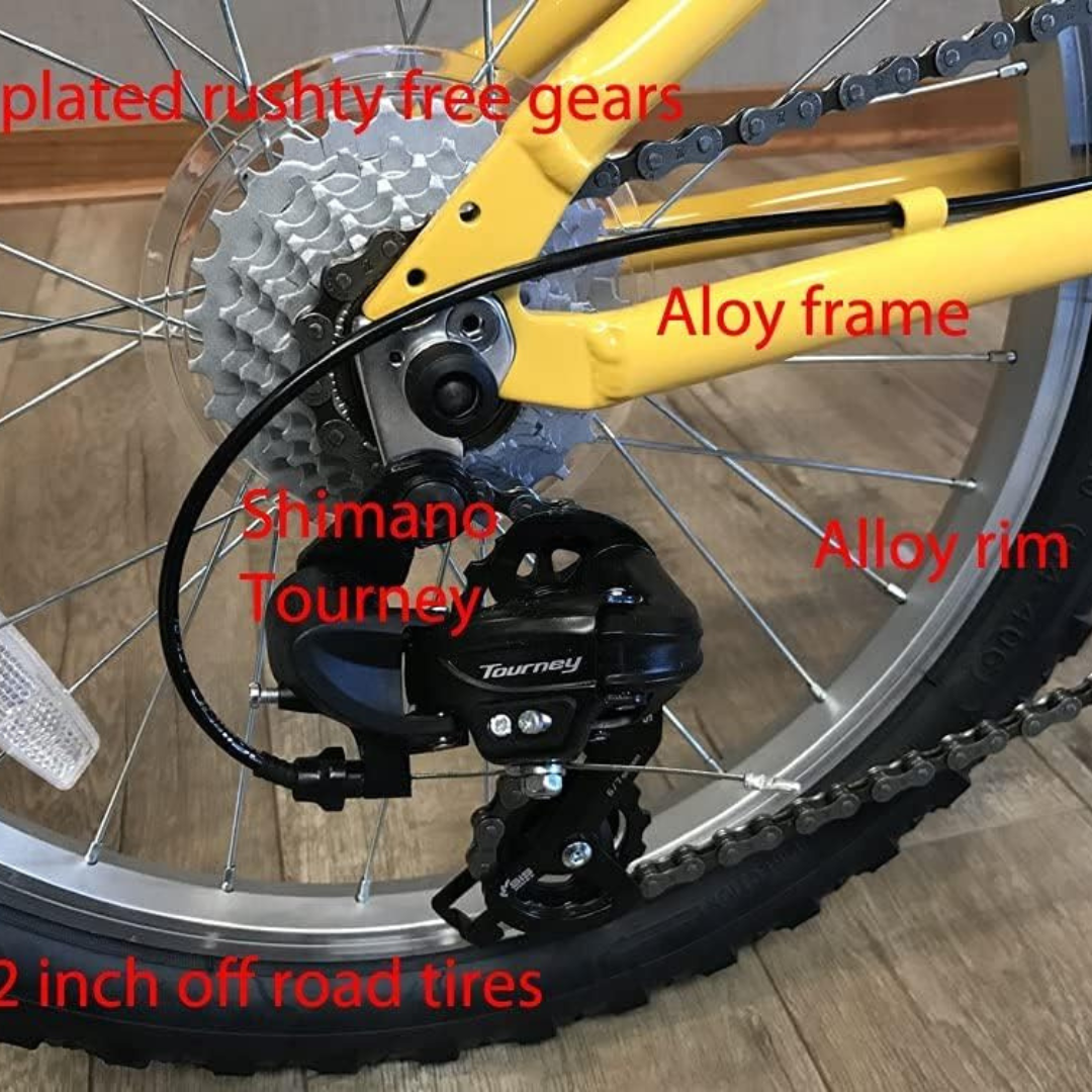 ZiZZO Campo 20" Folding Bicycle Shimano 7 Speed Adjustable Stem Lightweight Aluminum Frame (Yellow)
