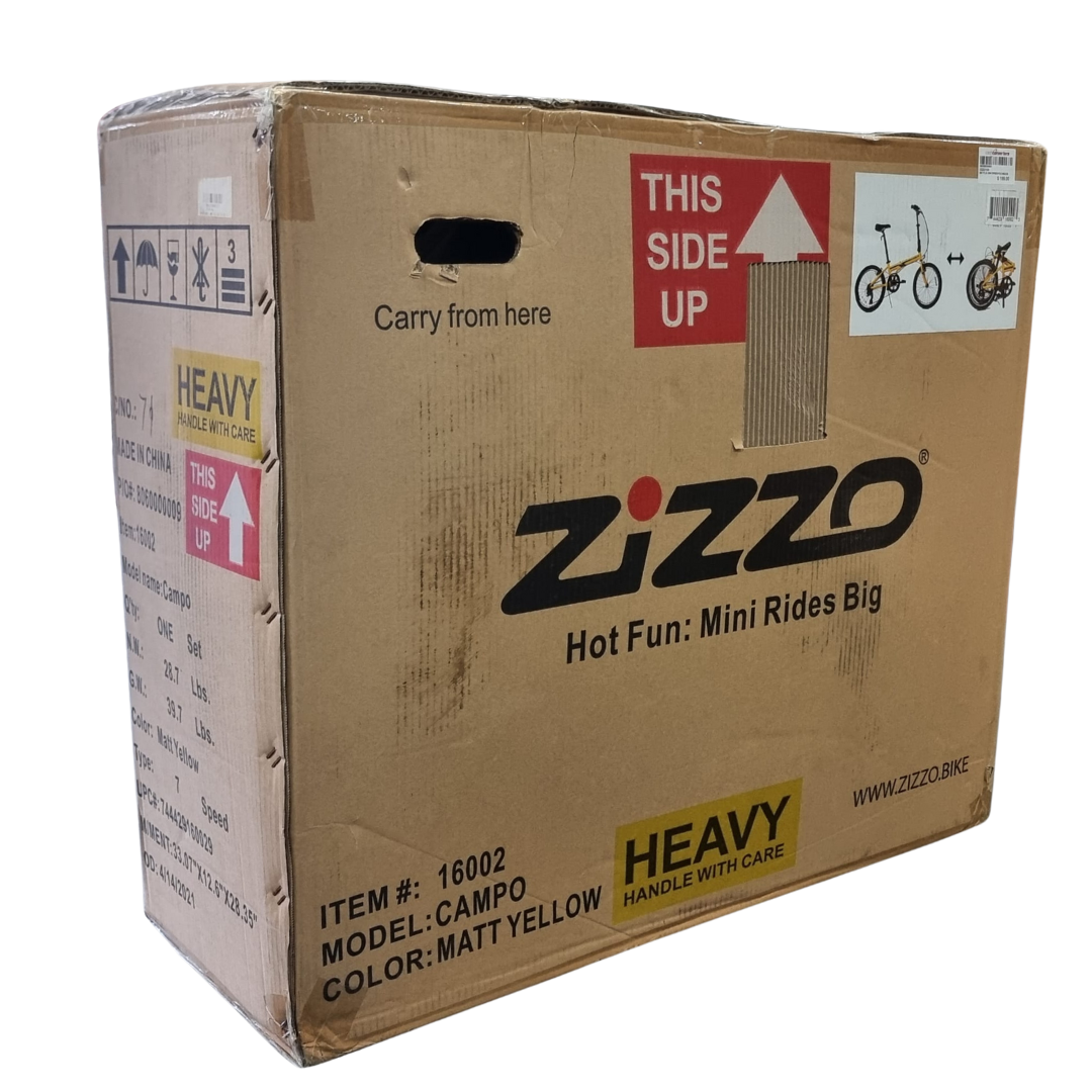 ZiZZO Campo 20" Folding Bicycle Shimano 7 Speed Adjustable Stem Lightweight Aluminum Frame (Yellow)