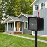 Architectural Mailboxes 6200B-10 Oasis Classic Locking Post Mount Parcel Mailbox with High Security Reinforced Lock, Black