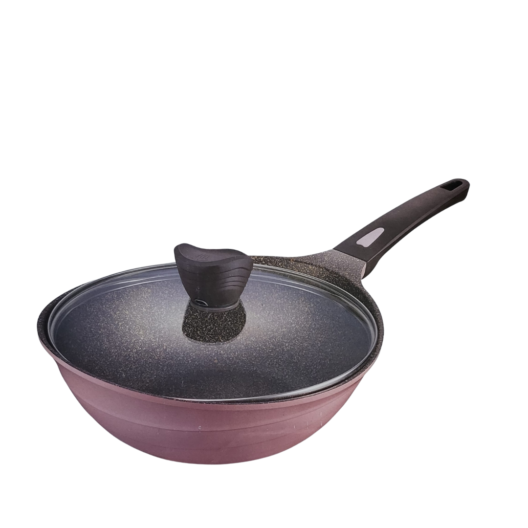PN Stone Marble Ceramic Wokpan With Lid 26cm