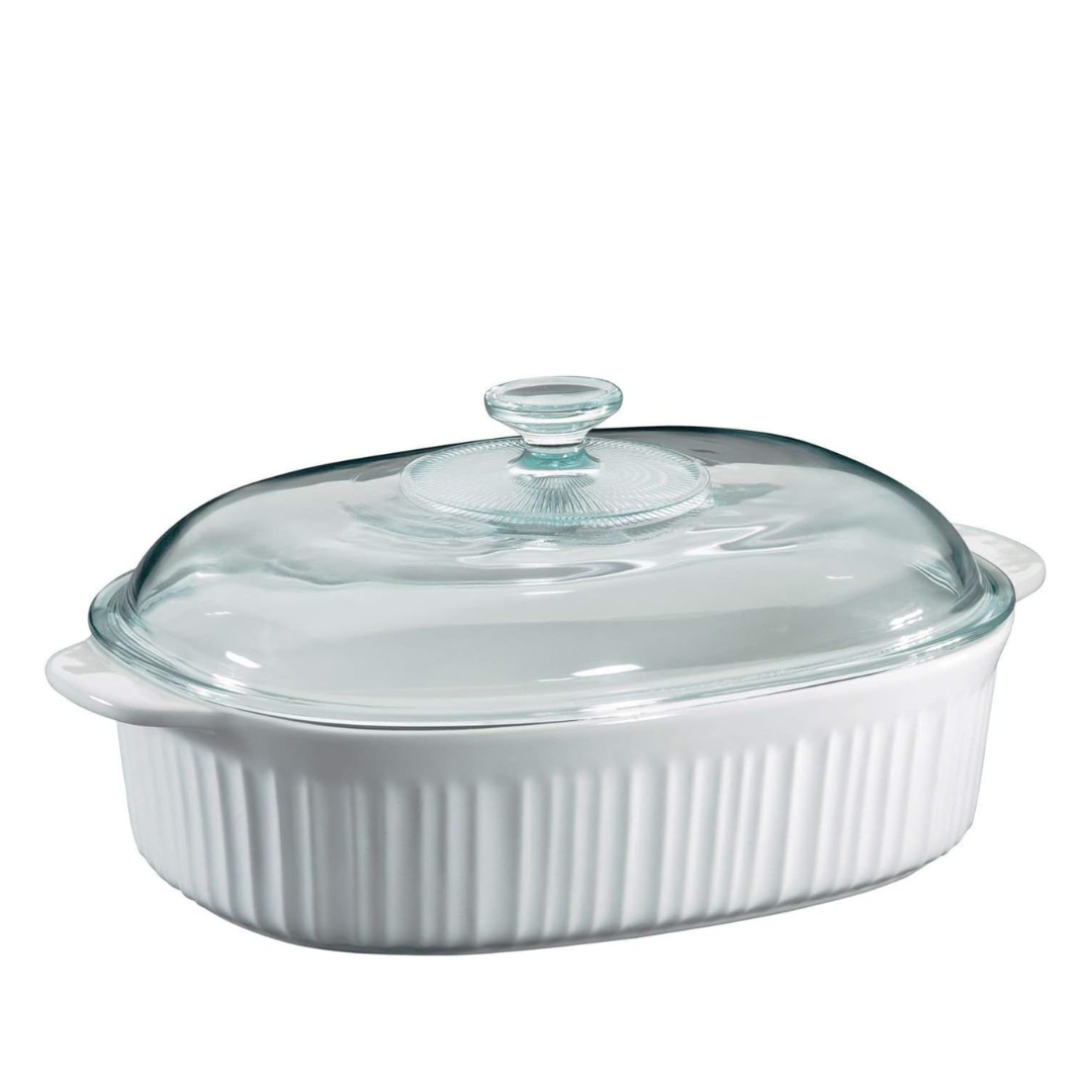 CorningWare 6002278 French White Quart Oval Casserole W/Glass
