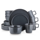 Stone Lain Coupe Stoneware 16Pcs Dinnerware Set, Service for 4, Gray Matte