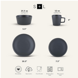 Stone Lain Coupe Stoneware 16Pcs Dinnerware Set, Service for 4, Gray Matte