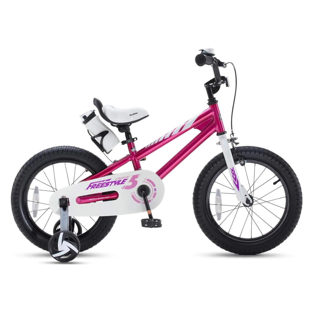 Royalbaby Kids Bike Freestyle BMX Bicycle with Training Wheels & Kickstand Fuchsia