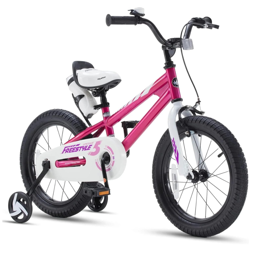 Royalbaby Kids Bike Freestyle BMX Bicycle with Training Wheels & Kickstand Fuchsia
