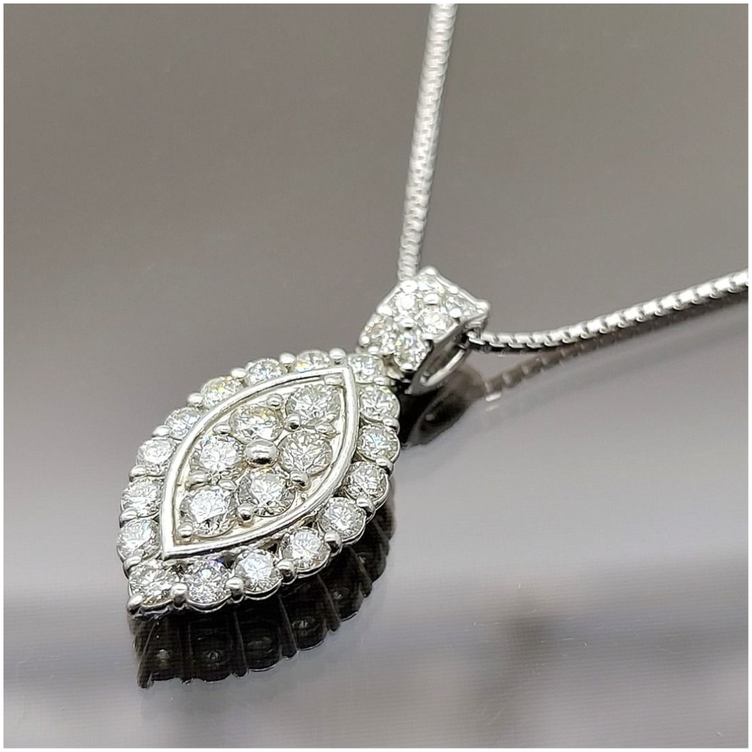 Pt850/Pt900 Natural Round Diamond Necklace W/Cert