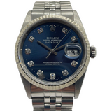 Rolex Datejust 16234 36mm Diamond Blue Dial Automatic Watch