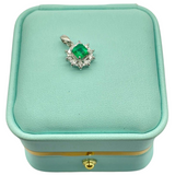 PT900 Natural Emerald & Diamond Pendant
