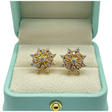 916 Yellow Gold Natural Diamond Earring