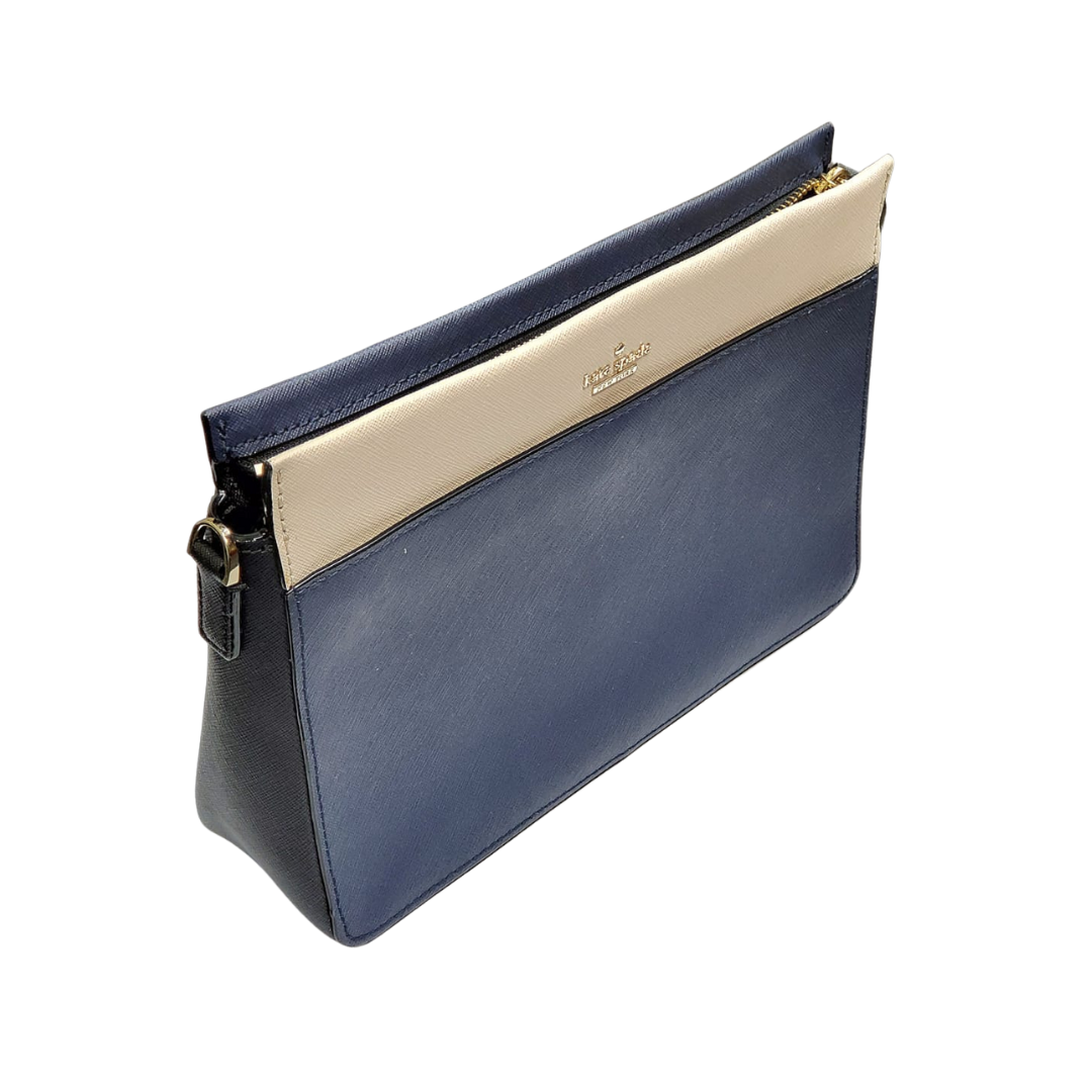 Kate Spade Leather Sling Bag Navy/Cream W26cm x H18cm x D7cm
