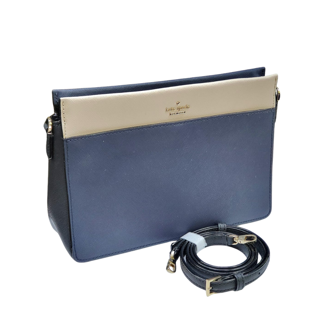 Kate Spade Leather Sling Bag Navy/Cream W26cm x H18cm x D7cm