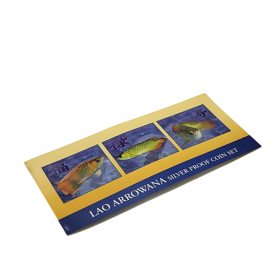 Lao Arowana 925 Silver Coin Set W/LED Light Stand