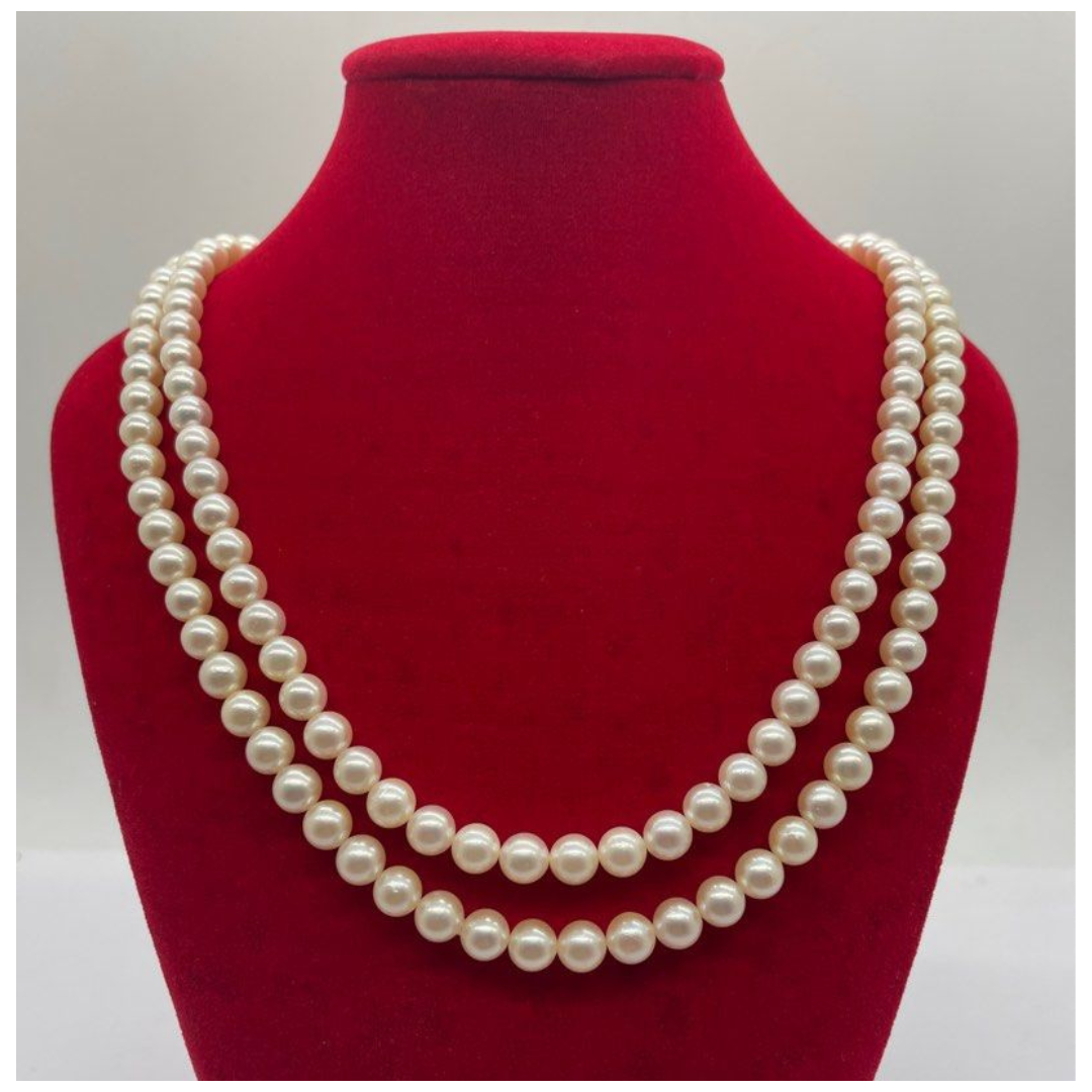Akoya Pearl Necklace, Silver Clasp