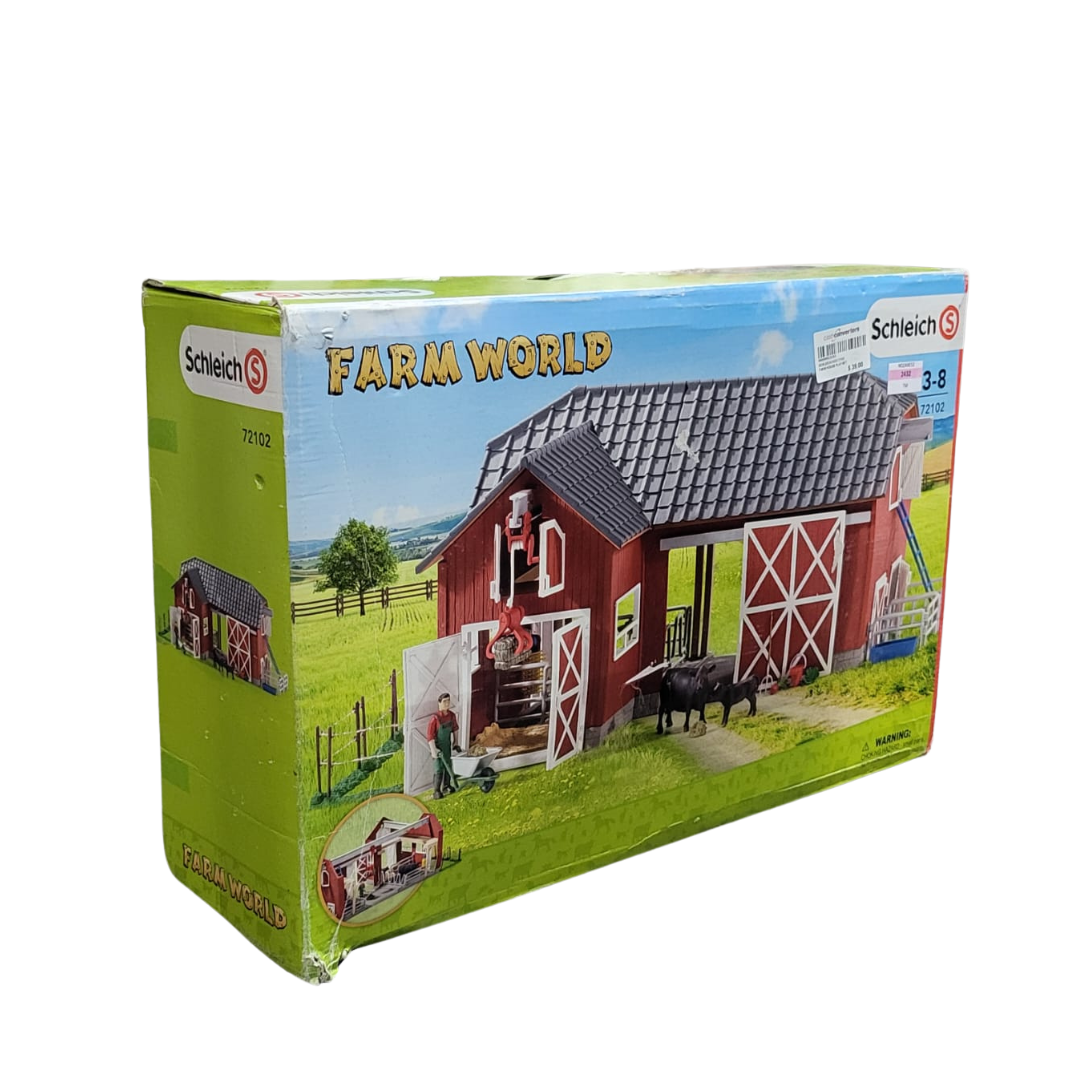 SCHLEICH 72102 Farm World Large Toy Barn and Farm Accessories 27-piece Playset