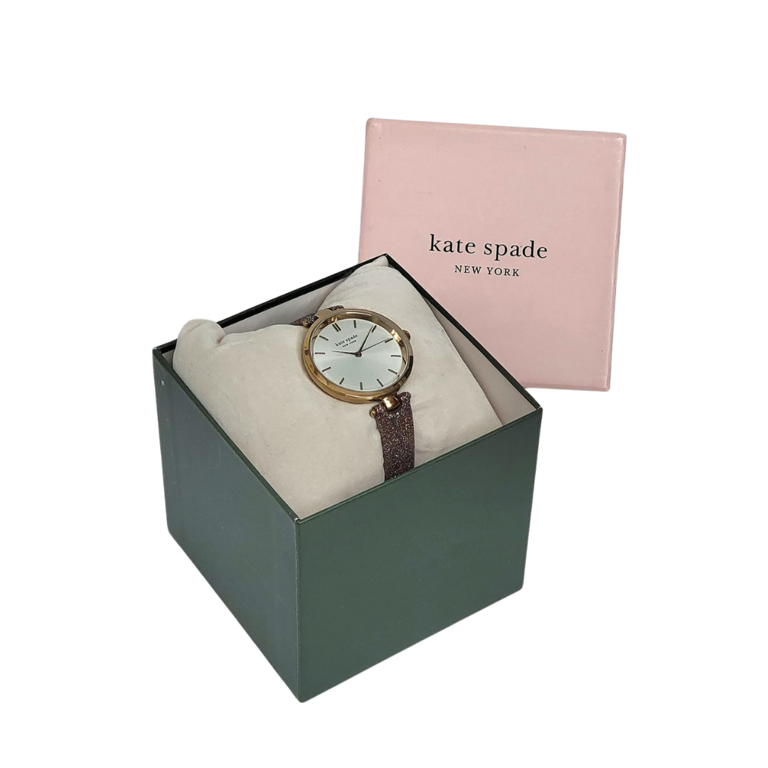 Kate Spade Holland KSW1580 Glittery Leather Band Watch 34mm