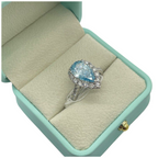18K White Gold Lab-Grown Fancy Blue Diamond Ring w/Cert, D1=3.02carat, VS1