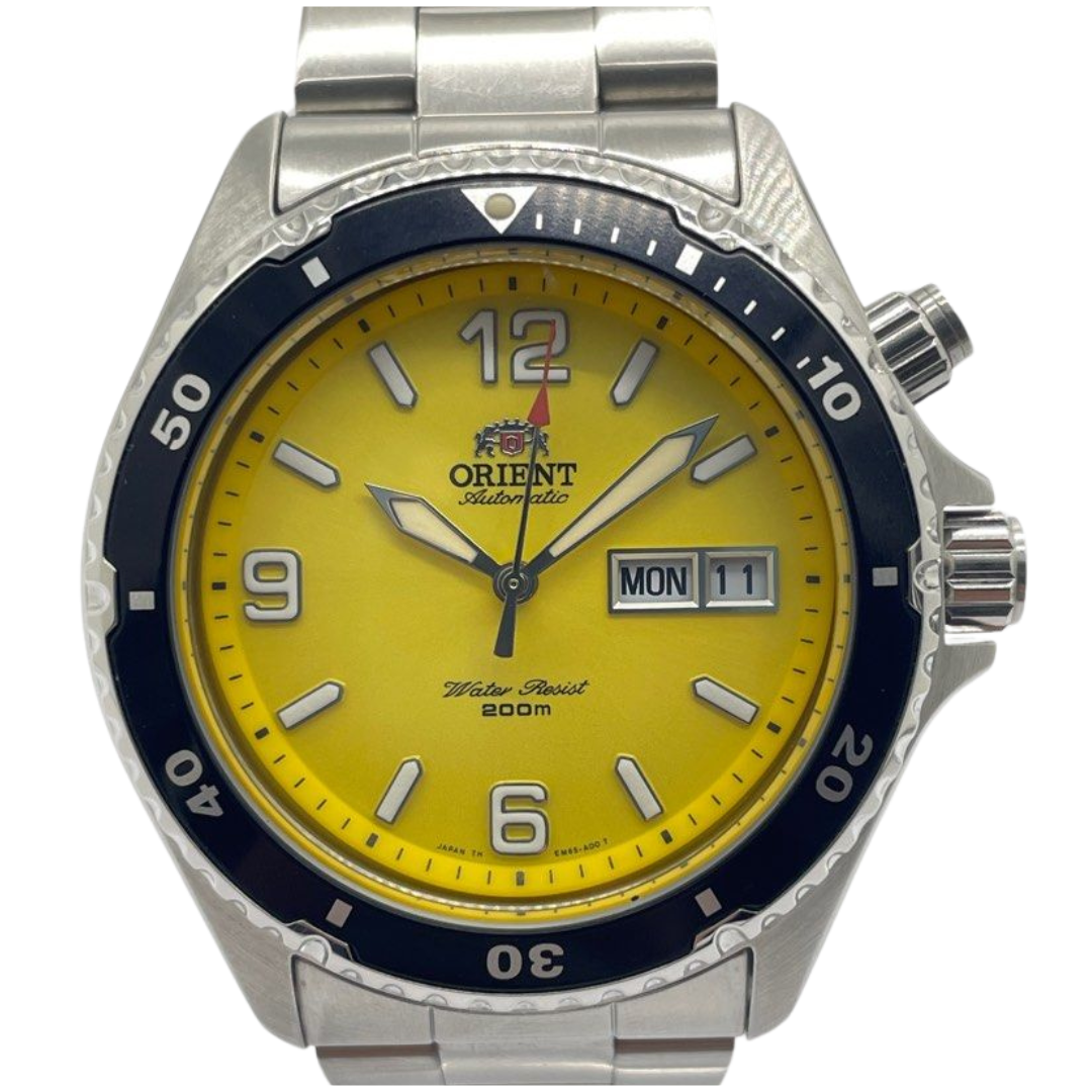 Orient 41mm Yellow Dial Steel Watch CEM65001YW