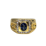 850YG Blue Sapphire Diamond Ring